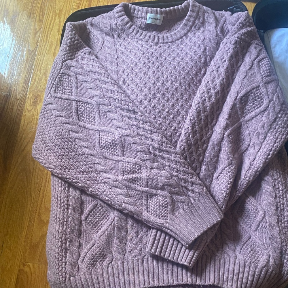 Aritzia Sunday Best Cable Knit Peggy Sweater in Muave - Picture 3 of 7